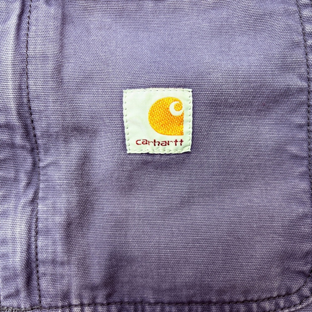 Carhartt Shirt Jacket Mens XL Blue Blanket Lined Button Snap Workwear Distressed - Picture 4 of 16